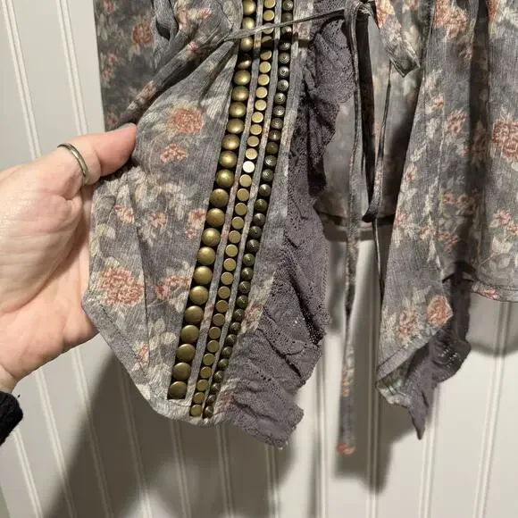 Jaded Gypsy Garden Romance Jacket Floral Chiffon Lace Boho Festival One Size - Picture 5 of 9